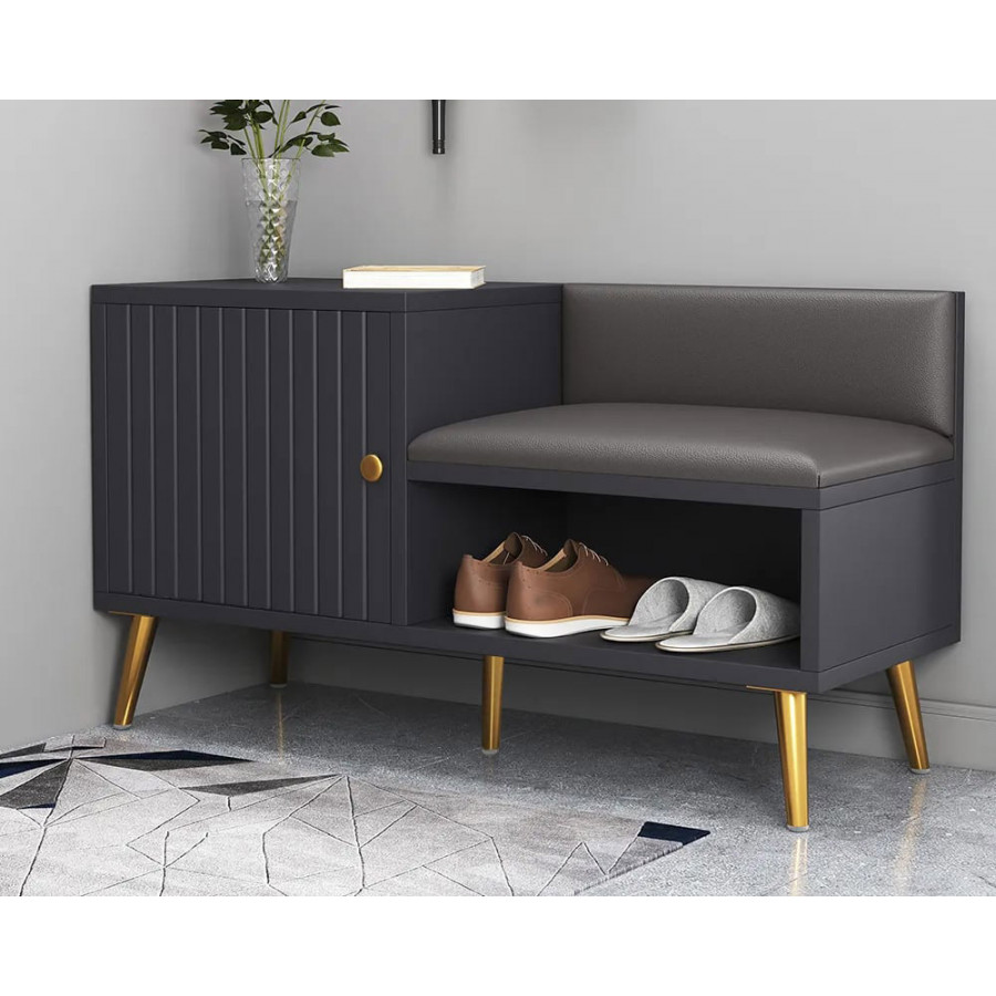 HMR Yellar Series Modern 39" Shoe Rack Bench - Gray
