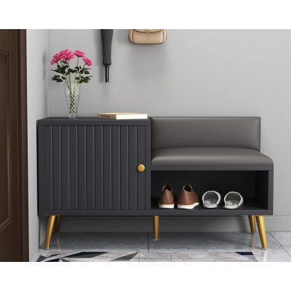 HMR Yellar Series Modern 39" Shoe Rack Bench - Gray