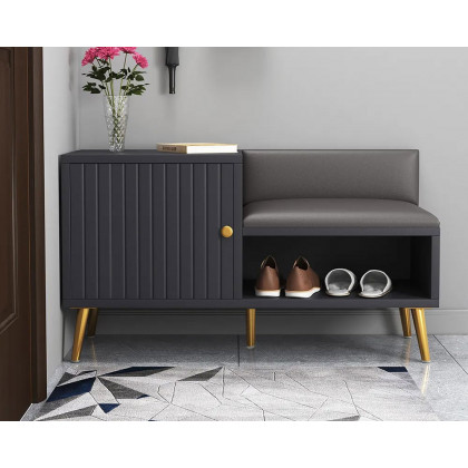 HMR Yellar Series Modern 39" Shoe Rack Bench - Gray