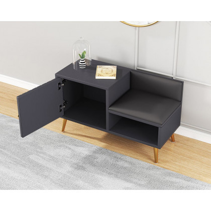 HMR Yellar Series Modern 39" Shoe Rack Bench - Gray