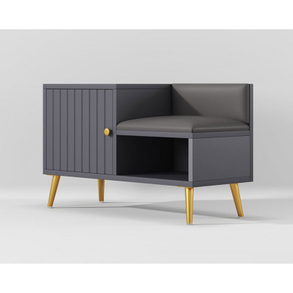 HMR Yellar Series Modern 39" Shoe Rack Bench - Gray