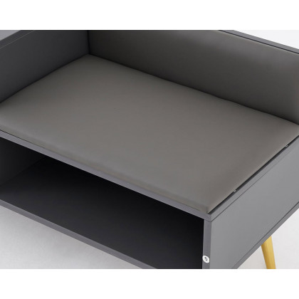 HMR Yellar Series Modern 39" Shoe Rack Bench - Gray