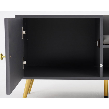 HMR Yellar Series Modern 39" Shoe Rack Bench - Gray