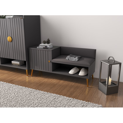 HMR Yellar Series Modern 39" Shoe Rack Bench - Gray