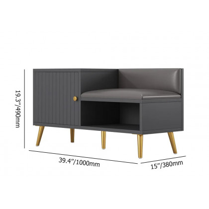 HMR Yellar Series Modern 39" Shoe Rack Bench - Gray