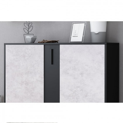 HMR - Modern Shoe Organizer with Doors and Drawer in Large in 47.2"W