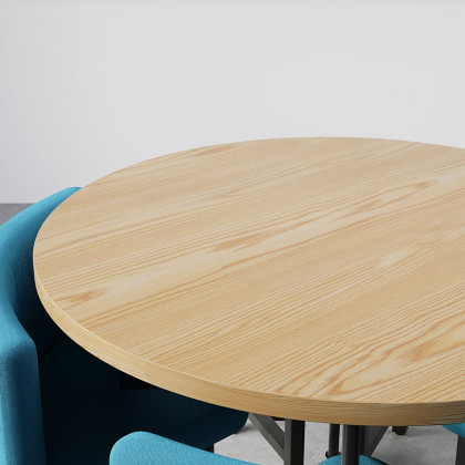 HMR Dining Set 39.4" Modern Round Wood Dining Table with 4 Chairs - Blue/Natural