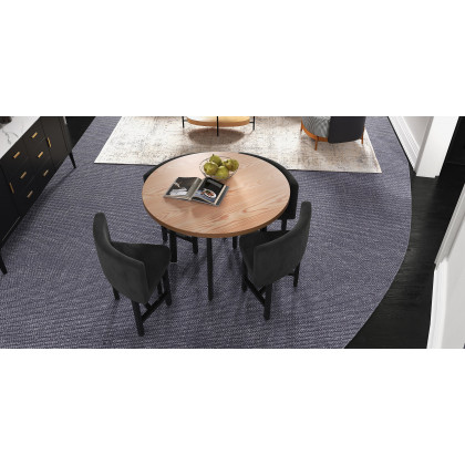 HMR Dining Set 39.4" Modern Round Wood Dining Table with 4 Chairs - Gray/Natural