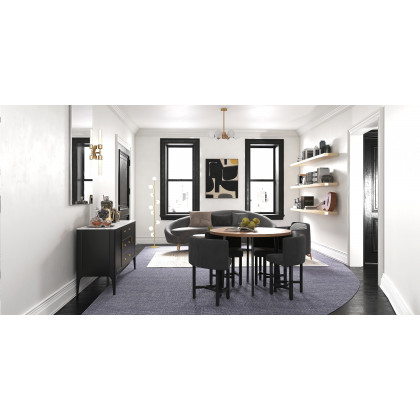 HMR Dining Set 39.4" Modern Round Wood Dining Table with 4 Chairs - Gray/Natural