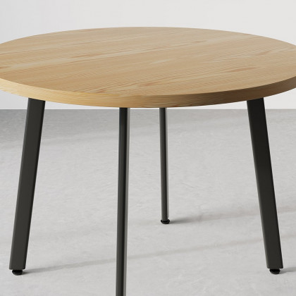 HMR Dining Set 39.4" Modern Round Wood Dining Table with 4 Chairs - Pink/Natural