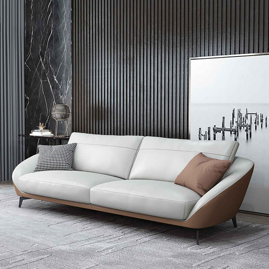 HMR - Leath-Aire Upholstered 3-Seater Sofa in 79"W, White