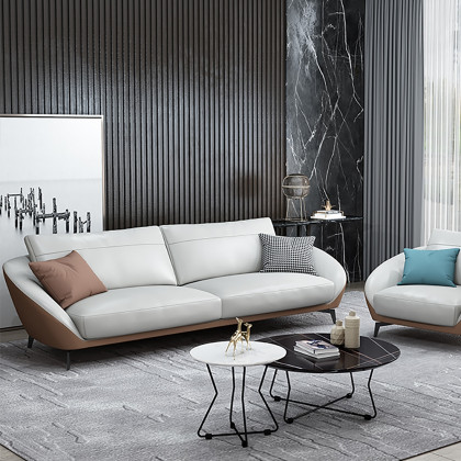 HMR - Leath-Aire Upholstered 3-Seater Sofa in 79"W, White