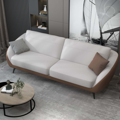 HMR - Leath-Aire Upholstered 3-Seater Sofa in 79"W, White