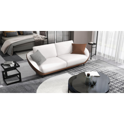 HMR - Leath-Aire Upholstered 3-Seater Sofa in 79"W, White