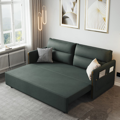 HMR - Convertible Sofa Bed with Storage in 64"L, Green