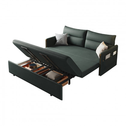 HMR - Convertible Sofa Bed with Storage in 64"L, Green