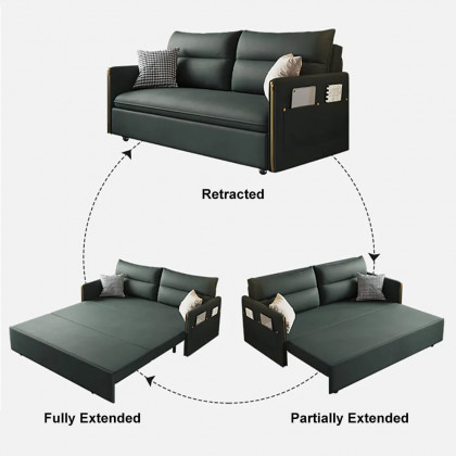 HMR - Convertible Sofa Bed with Storage in 64"L, Green