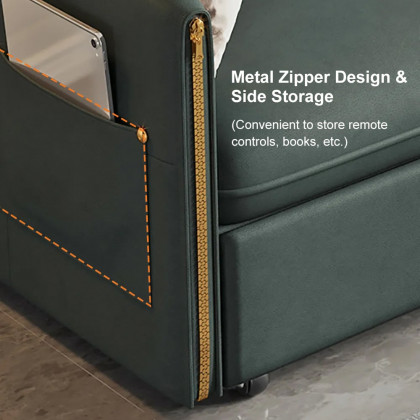 HMR - Convertible Sofa Bed with Storage in 64"L, Green