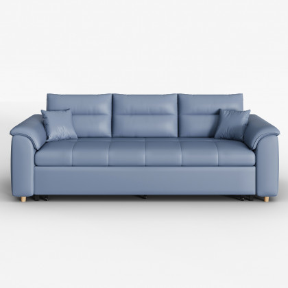HMR Queen 2-Seater Sleeper Sofa - Blue, Leath-aire