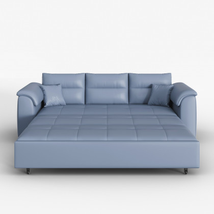 HMR Queen 2-Seater Sleeper Sofa - Blue, Leath-aire