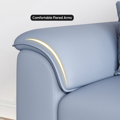 HMR Queen 2-Seater Sleeper Sofa - Blue, Leath-aire