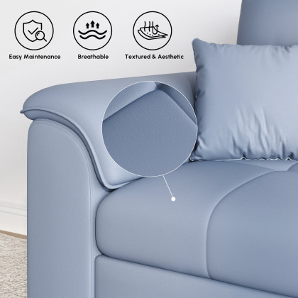 HMR Queen 2-Seater Sleeper Sofa - Blue, Leath-aire