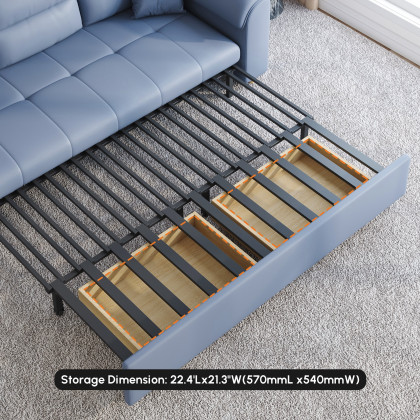 HMR Queen 2-Seater Sleeper Sofa - Blue, Leath-aire