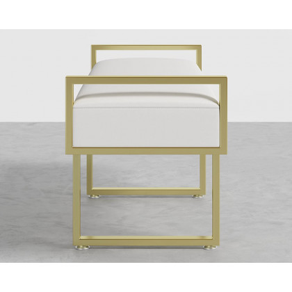 HMR - Entryway Linen Upholstered Ottoman Bench in White