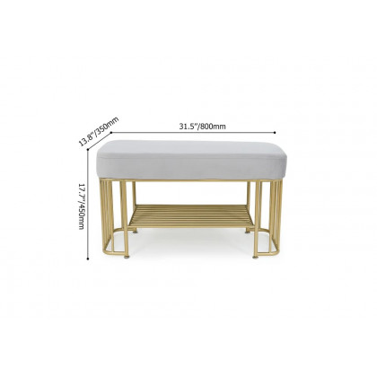 HMR - Modern Velvet Upholstered Entryway Bench with Shoe Storage with Frame and Shel in Gray