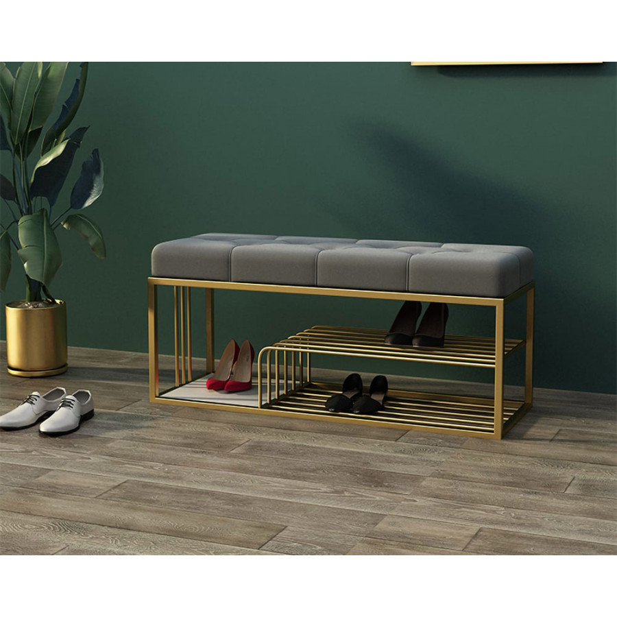 HMR Bench with Velvet Upholstered - Gray