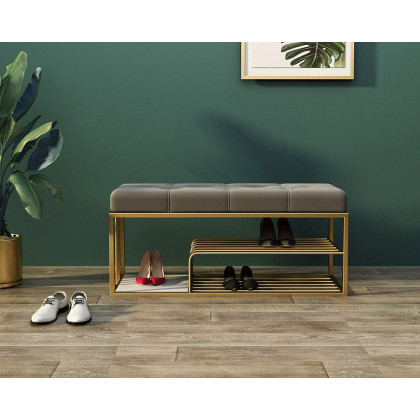 HMR Bench with Velvet Upholstered - Gray