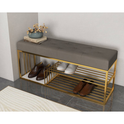 HMR Bench with Velvet Upholstered - Gray
