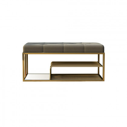 HMR Bench with Velvet Upholstered - Gray