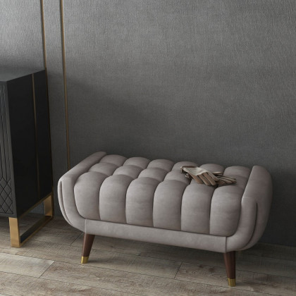 HMR - Enoak Series Modern Entryway Bench with Velvet Upholstered in Gray