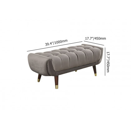 HMR - Enoak Series Modern Entryway Bench with Velvet Upholstered in Gray