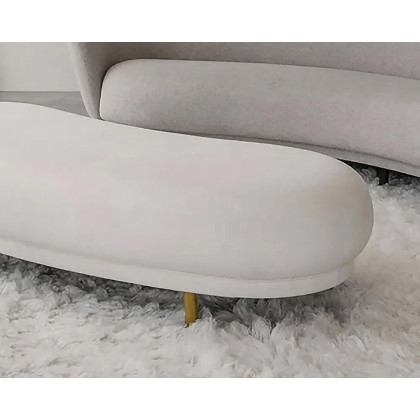 HMR Modern Curved Bench with Velvet Upholstered - White