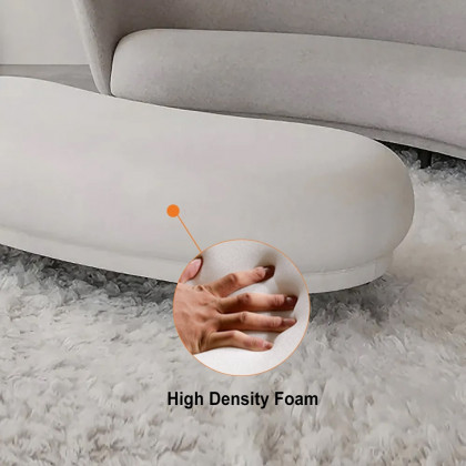 HMR Modern Curved Bench with Velvet Upholstered - White