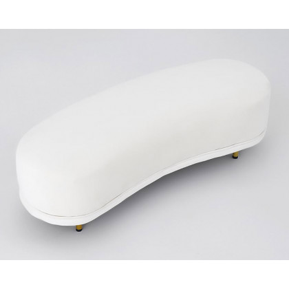 HMR Modern Curved Bench with Velvet Upholstered - White