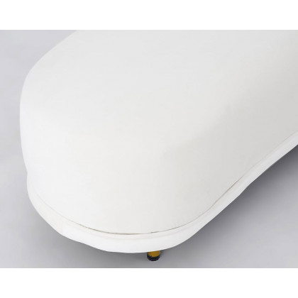HMR Modern Curved Bench with Velvet Upholstered - White