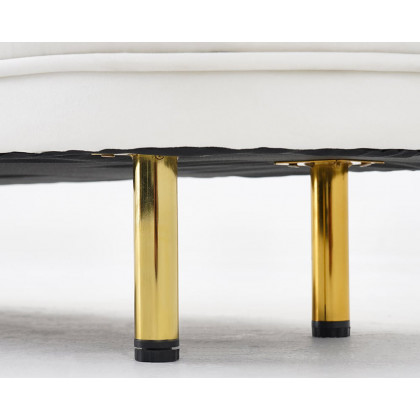 HMR Modern Curved Bench with Velvet Upholstered - White