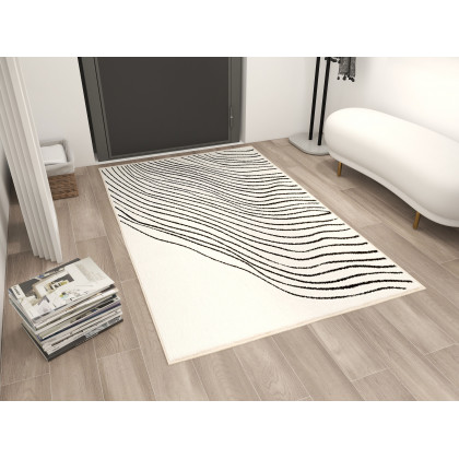 HMR Modern Curved Bench with Velvet Upholstered - White