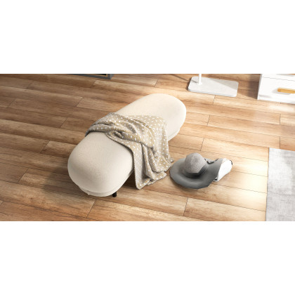 HMR Modern Curved Bench with Velvet Upholstered - White