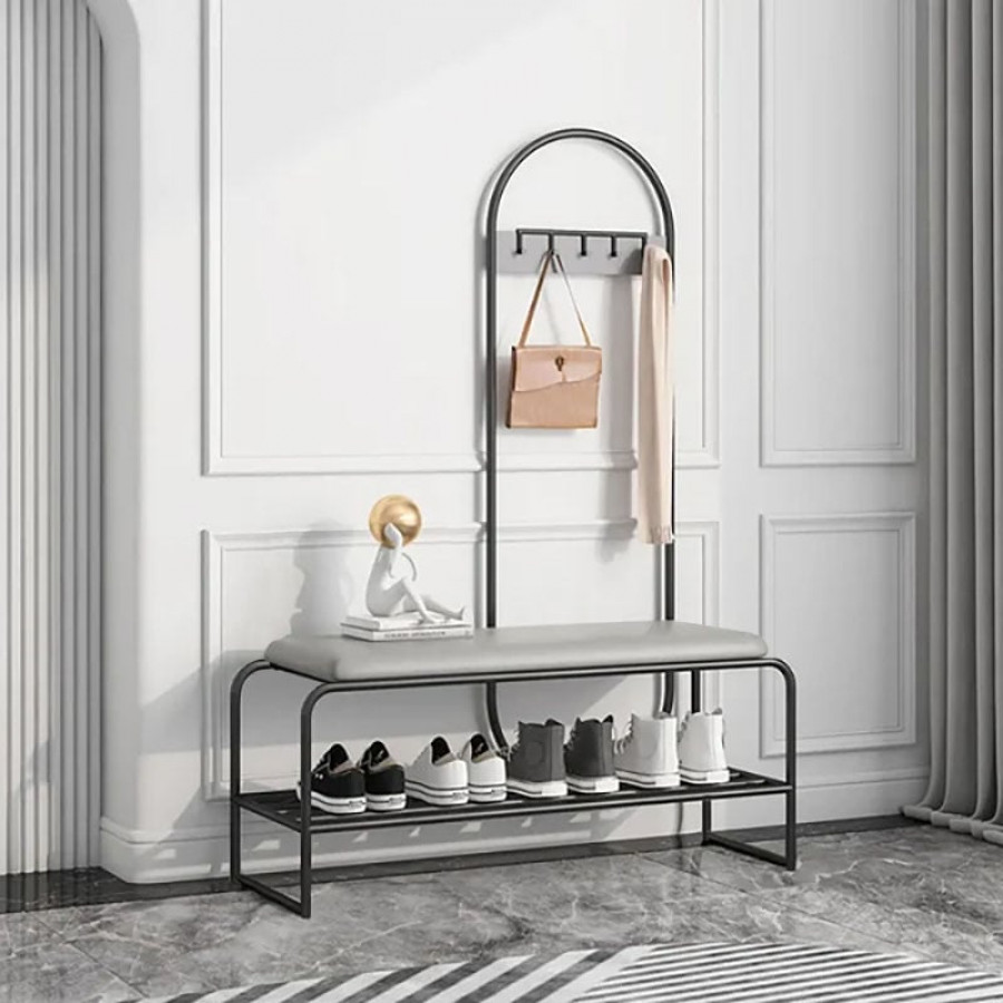 HMR - Mudroom Storage Coat Rack with Bench 39.4" in Gray