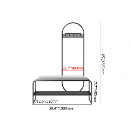 HMR - Mudroom Storage Coat Rack with Bench 39.4" in Gray