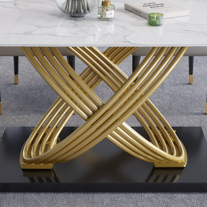 HMR - Dining Table Rectangular Minimalist Design in White