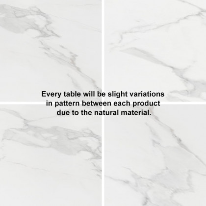 HMR Luxury 71" Rectangle Dining Table for 4-6 People - White/Brushed Gold
