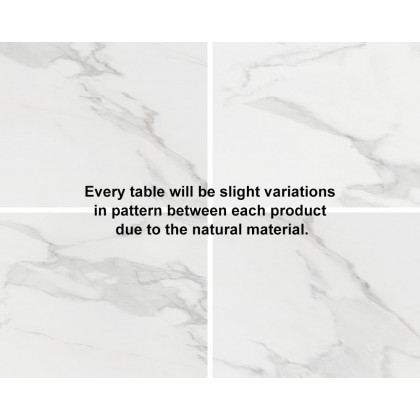 HMR Luxury 71" Rectangle Dining Table for 4-6 People - White/Brushed Gold