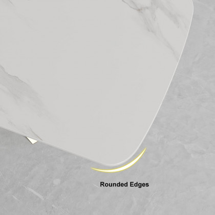 HMR Luxury Modern 70.9" Rectangle Dining Table for 4-6 People - White/Antique Brass, Sintered Stone