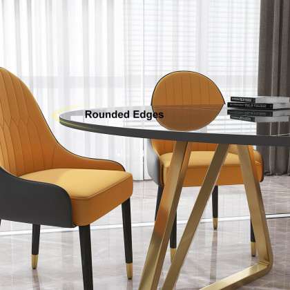 HMR Affordable Luxury Modern Round Sintered Stone Dining Table - Black, 53.1" (Seats 4-6 People)