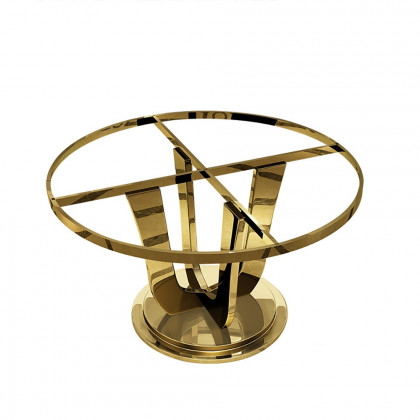 HMR - Round Dining Table with Stainless Steel Base in 47"L, Beige